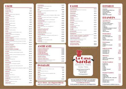 Menu La Casa Sarda